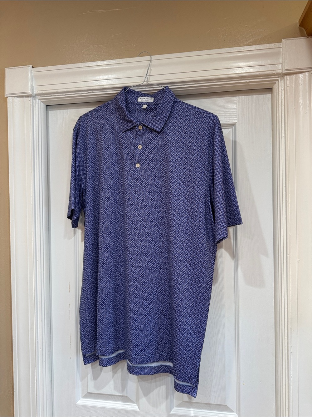 Peter Millar Men's Navy Patterned Polo
